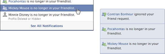 How do you know when someone unfriended you on facebook?